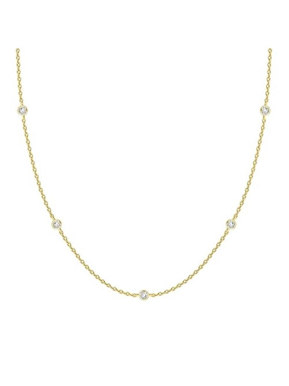 PAVOI Layering Necklace for Women, 14K Gold Plated Station CZ Chain